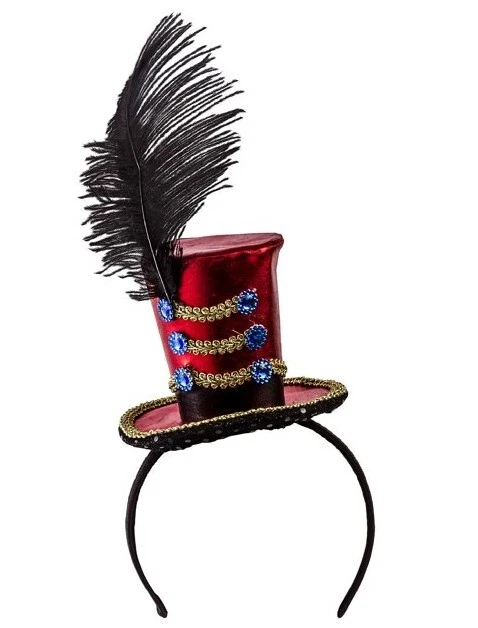 Mini chapéu Ringmaster - Faixa de cabeça - Circo - Acessório de fantasia - Tamanho único - Imagem 2 de 2