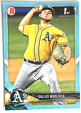 2018 BOWMAN DRAFT DALLAS WOOLFOLK 499 SKY BLUE PARALLEL OAKLAND ATHLETICS BD-127