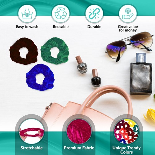 24 Pieces Assorted Hair Bands - Cute and Soft Scrunchies - No crease hair ties - Picture 5 of 7