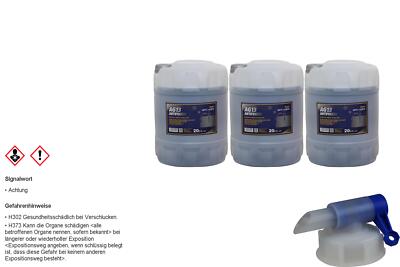 3x 20 L MANNOL Kühlerfrostschutz Typ G13 Antifreeze Kühlmittel grün + Hahn