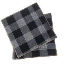 Throw Pillow Cover Buffalo Check Trimmed Edge Zipper Farmhouse decorUhome Pair 2