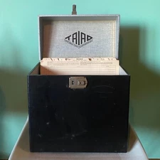 Vintage Triad Portable Vinyl 33rpm Record Case Key Blank Index Card 30 Dividers