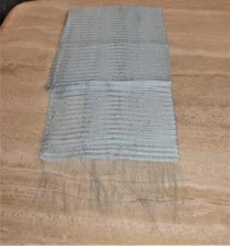 Oblong scarf; semi sheer stripes; fringe; light blue; 72 x 25; NWT