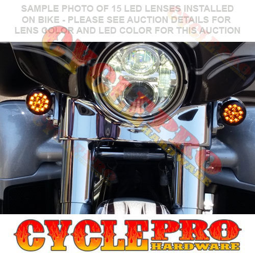 2x Smoke Amber LED Turn Signal Lenses – 2000-2016 Harley Bullet Dome Style, 15 LED