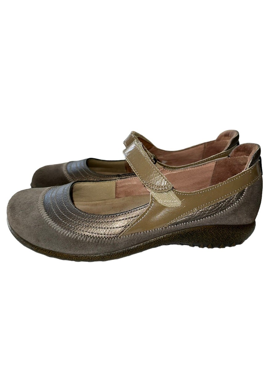 NAOT Kirei Mary Jane Flat Shoes Brown Suede Leather Women's Size