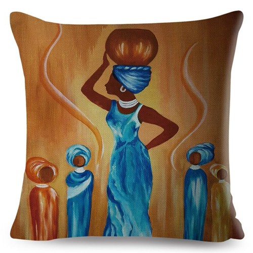 Orange Abstract Painting Africa life Collection African Woman Home Decor Pillow - Picture 37 of 38
