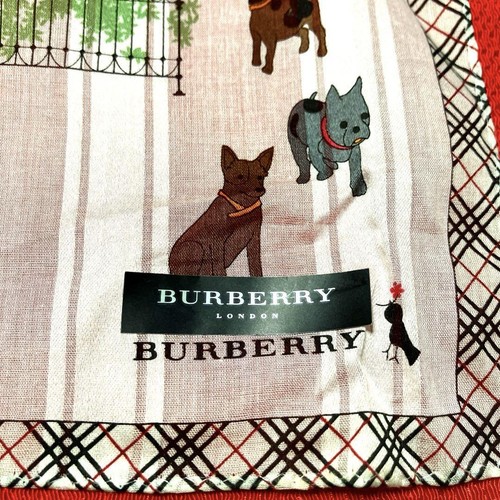 BURBERRY Cotton Scarf Handkerchief Dog Stripe Pink Nova Check 50x50cm - Picture 1 of 6