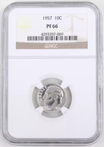 1957 Proof Roosevelt Silver Dime 10C NGC PF66