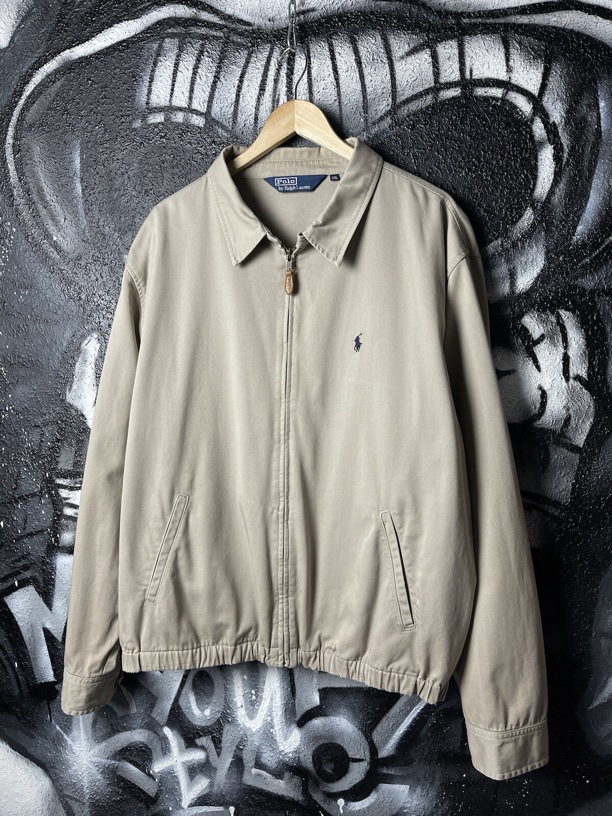 Vintage Polo Ralph Lauren Bi Swing Cotton Beige Bomber Jacket Men’s Size XXL