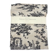 Williams-Sonoma Domaine Toile Tablecloth 68  x 70  Cream  Black NWT