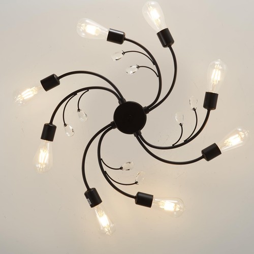 Modern Black Sputnik Light Fixture 8 Light Industrial Chandeliers, Semi Flush... - 第 6/6 張圖片