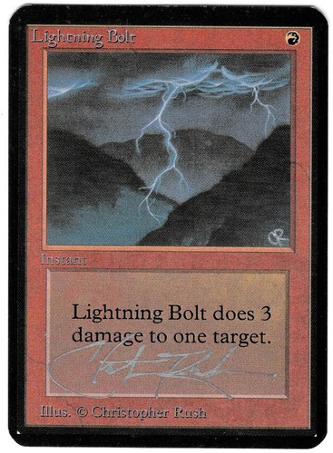 MTG Lightning Bolt Alpha *Silver Signed By Christopher Rush* ULTRA RARE - Picture 3 of 15