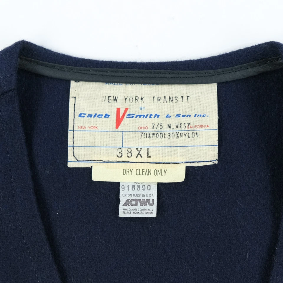 Vintage Caleb V Smith and Son Jackvest Full Zip Vest Size 38 XL Wool New York - Image 3 of 4