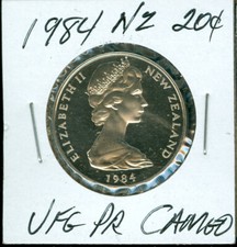 1984 NEW ZEALAND 20 CENTS ULTRA FINEST GRADE PROOF CAMEO    $3.99 SHIPPING N.Z.