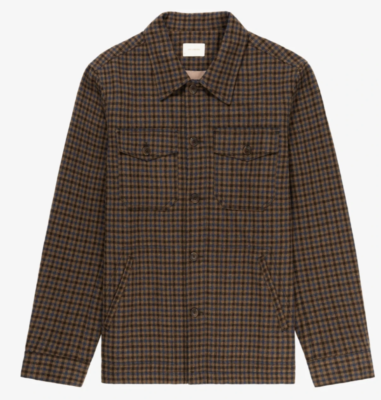 Aime leon dore Brown Gingham Plaid Wool Overshirt F/W 20 size