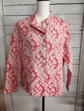 Coldwater Creek Lightweight Peach Floral Linen Blend Jacket Large Coastal