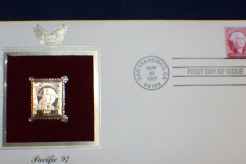 1997 PACIFIC 97 GEORGE WASHINGTON 22kt Gold GOLDEN Cover replica STAMP - Picture 1 of 3