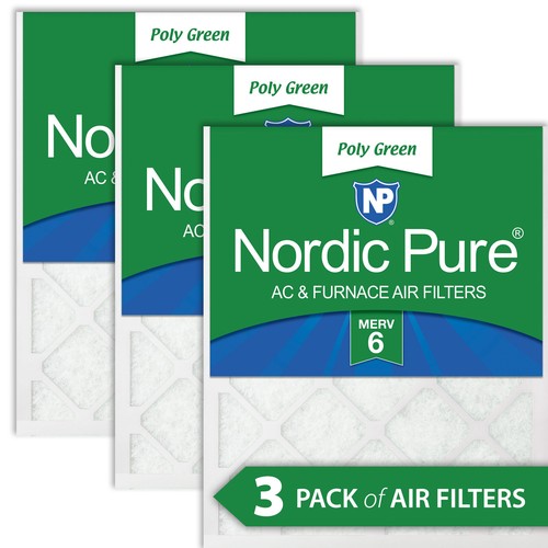 16x25x1 (15_1/2x24_1/2) Poly Green AC Furnace Air Filters 3 Pack