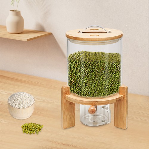 5L Rice Dispenser Grain Container Cereal Storage Dry Food Glass Bottle w/ Valve - Picture 4 of 24