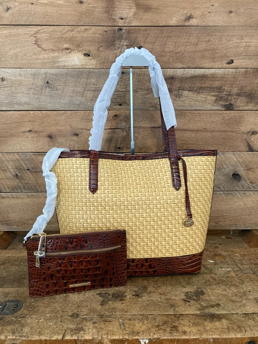 Brahmin Brooke Natural Chatham Straw Weave Leather Tote with