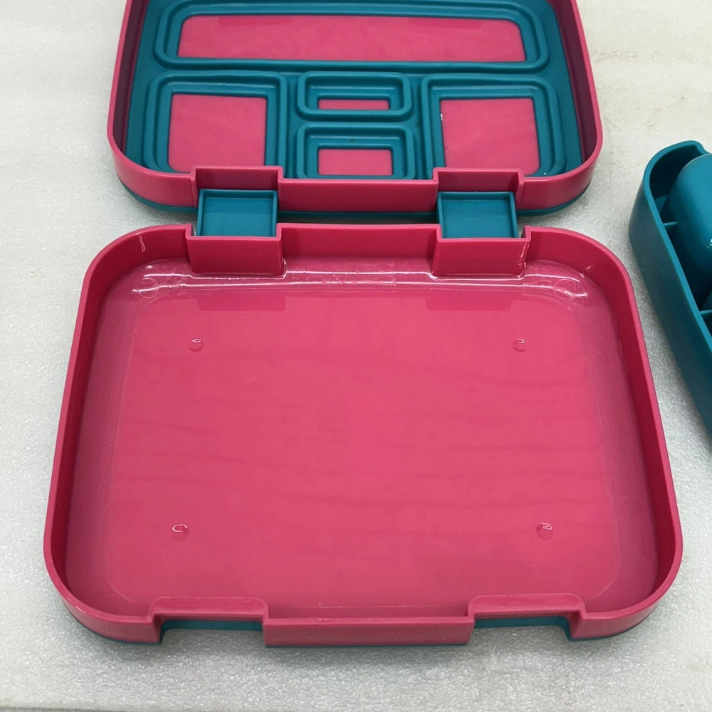 KINSHO Bento Box Pink & Teal Unicorn 5-Portion Sections Removable Tray • VGUC‼