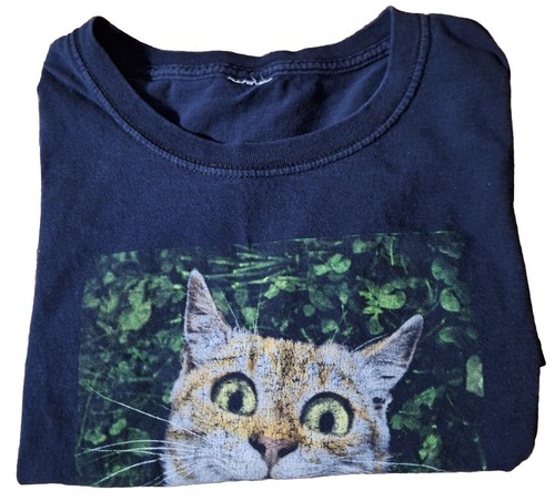 T-Shirt Unisex Grafik schwarz Snapcat kurzärmlig Jersey L schwere Baumwolle lustige Katze - Bild 12 von 12