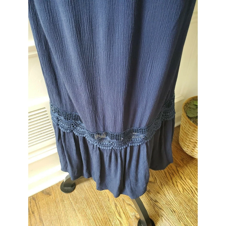 Maxi Vestido Bailey Azul Mujer Azul Rayón Cuello en V Sin Mangas Largo Informal Talla Pequeña Foto 4 de 4