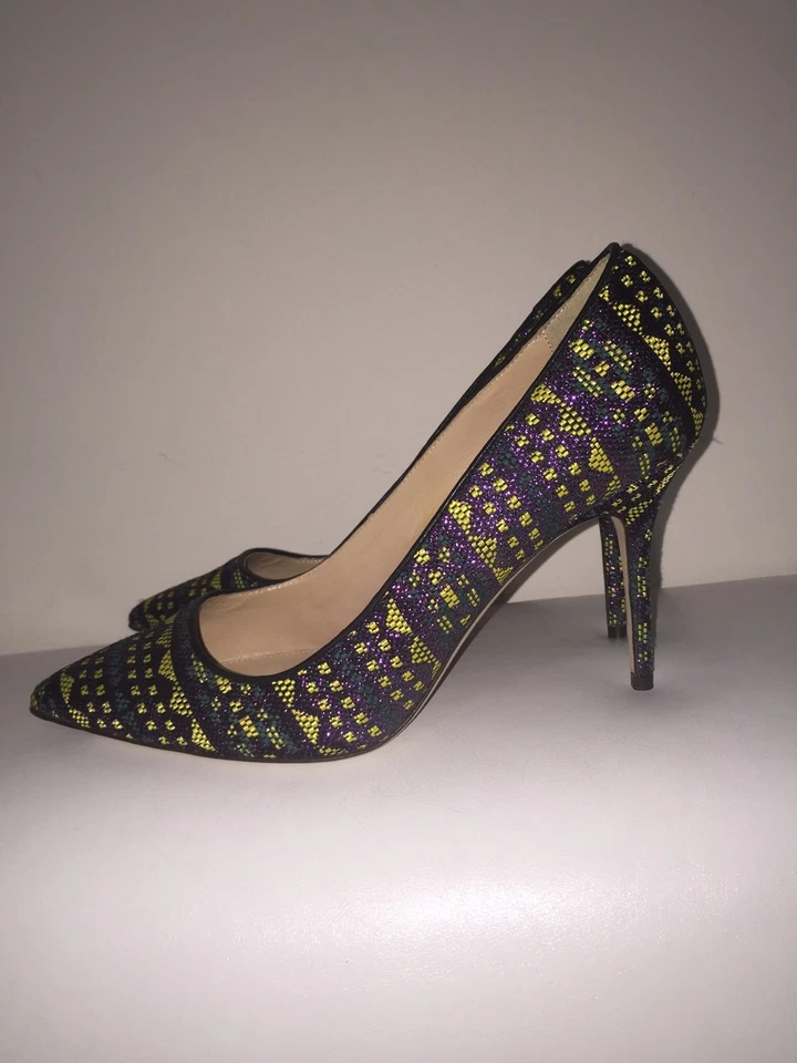 Zapatos de tacón de tela J Crew Elsie $268 10.5 c1036 retro limón Foto 2 de 4