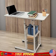 Rolling Computer Desk Adjustable Height Laptop Table Stand Desktop Home & Office