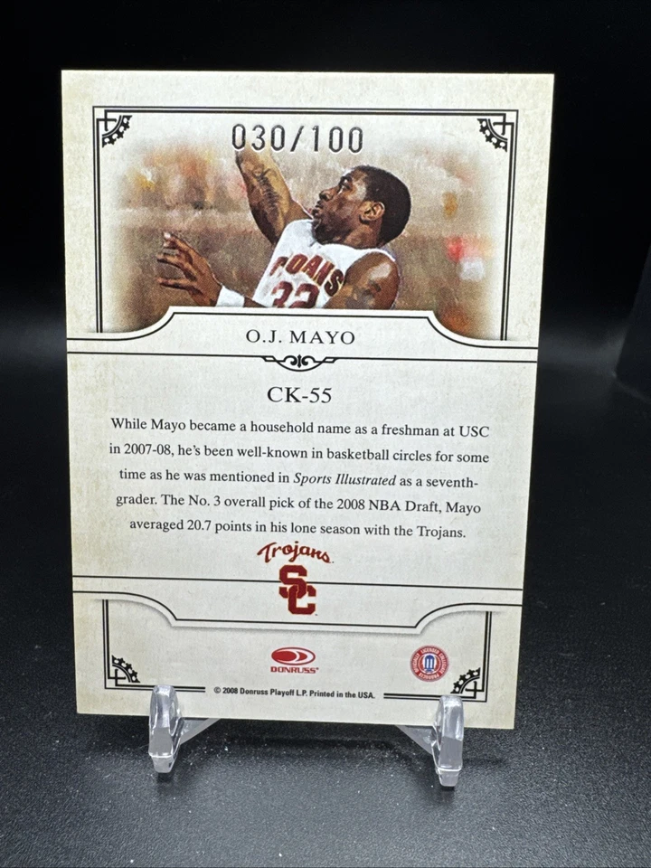 2008 Donruss Threads Diamond Kings Framed Red #DK-55 O.J. Mayo /100 - Image 2 of 2