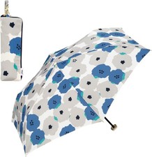 Wpc UV Cut Folding Umbrella Mini for Sun Rain Peony Blue Color 50cm 220g