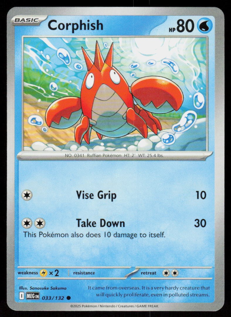 Corphish 033/132 Common Mega Evolution Pokemon Near Mint