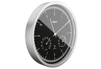 Funkwanduhr Leise Thermo Hygrometer Silber Schwarz Ø25Cm Aluminium