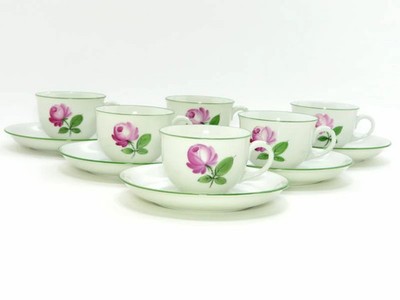 AUGARTEN Cup & Saucer Wiener Rose Demitasse C&S 6-Piece