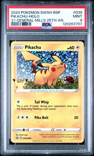 Pokemon Swsh Black Star Promo - Pikachu - Holo 2021 General Mills 25th - PSA 9