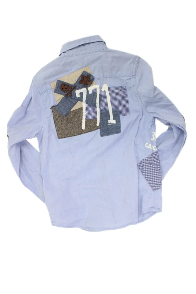 Scotch Shrunk Boys Cotton Patchwork Collared Button-Down Shirt Blue Size 8 - Image 2 of 4