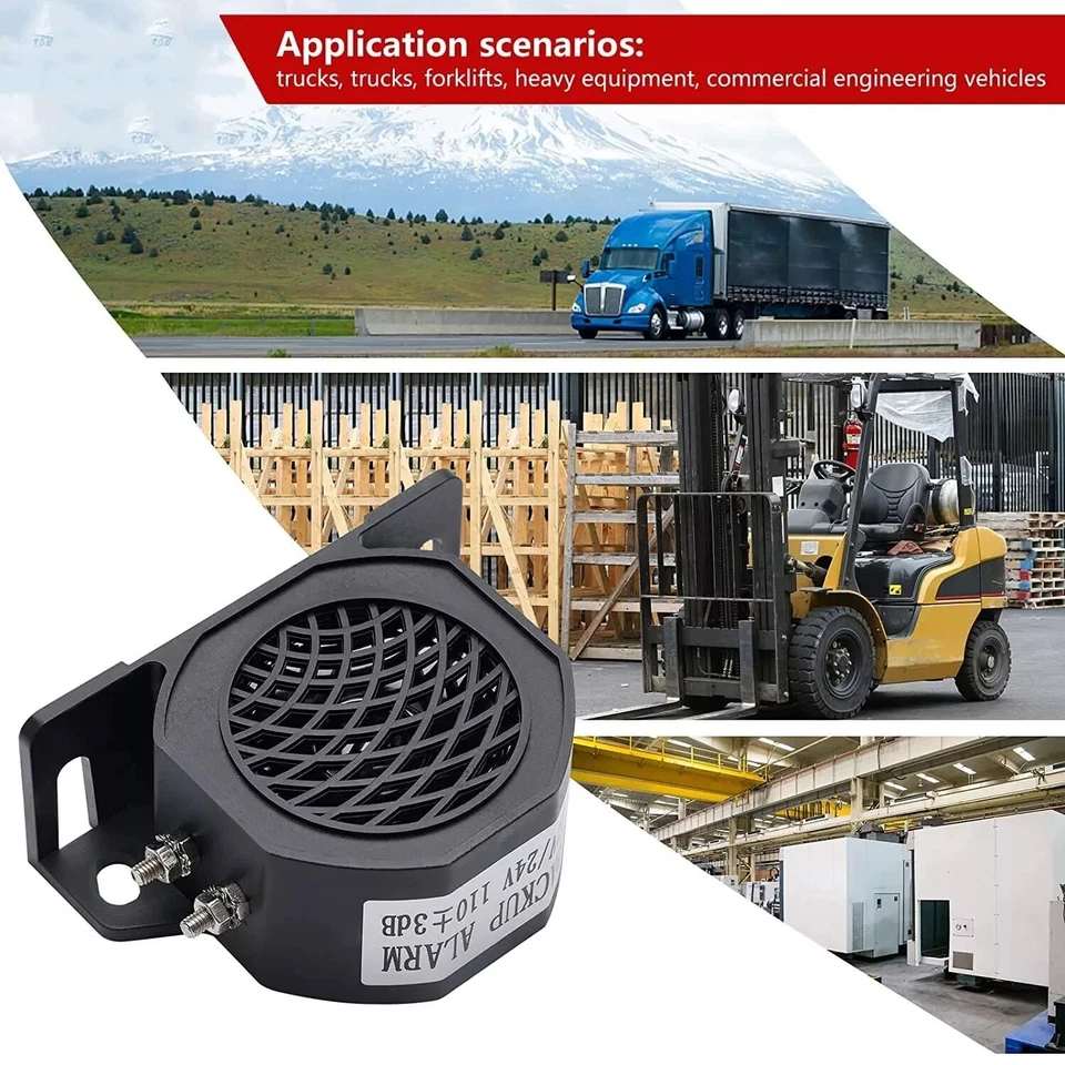 Truck Back-up Alarm Black, Waterproof Heavy-Duty Durable 110dB 12V/80V - Image 3 of 4