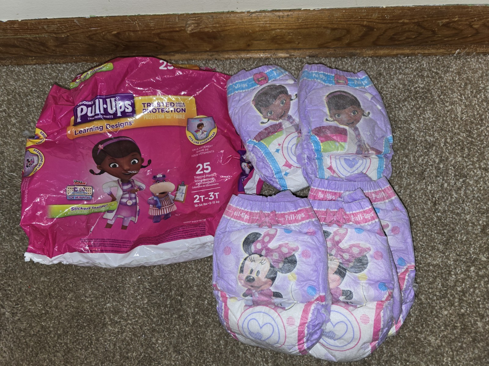 5ct Huggies Pull-Ups Girls 2-3T Doc McStuffins Minnie Mouse Training Pants 