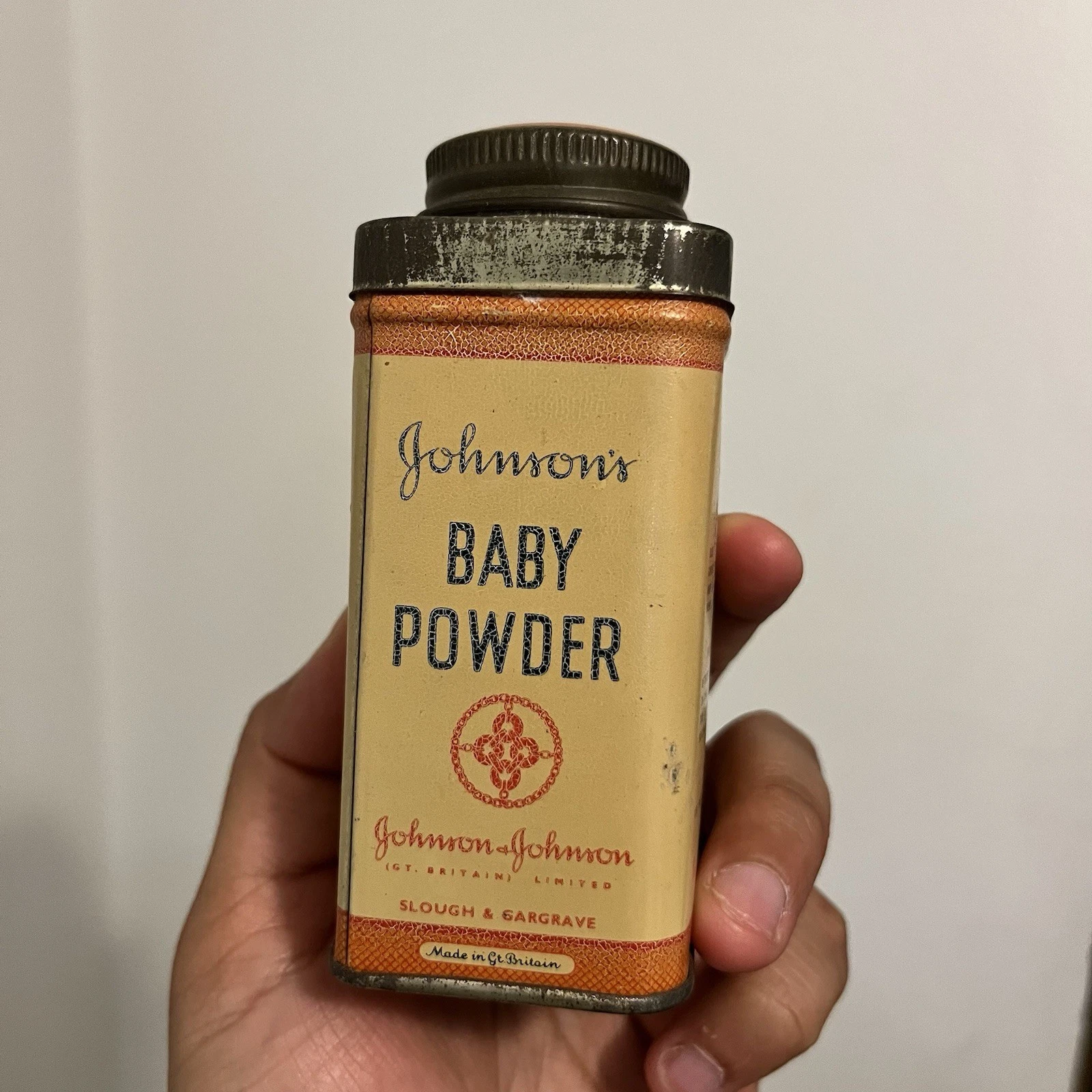 Vtg Johnson’s Baby Powder Tin Collectible Britain War Era 1940s Collectible Prop