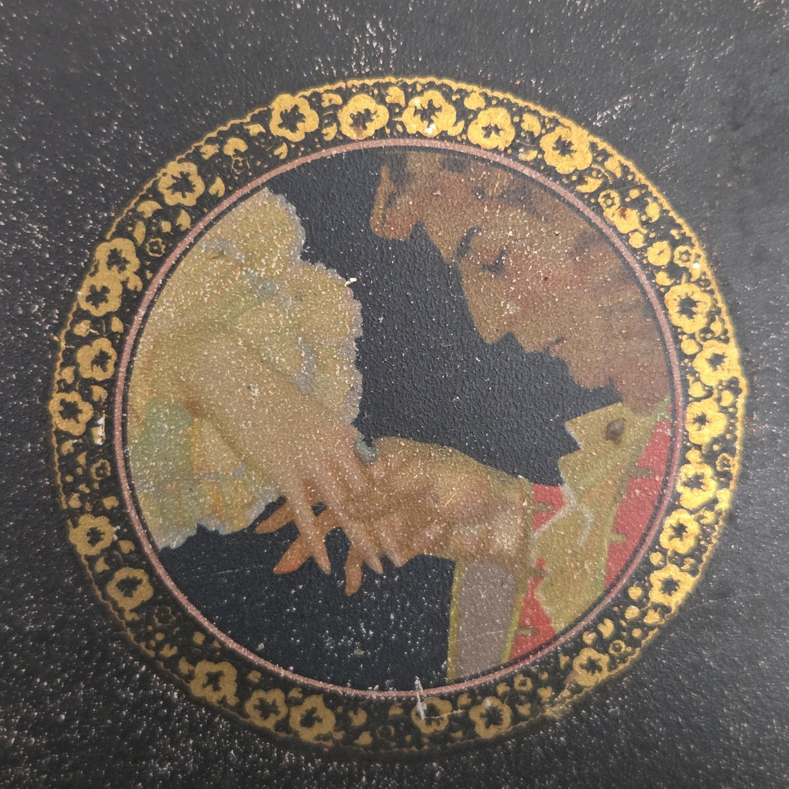 Vintage Cutex Tin Art Deco Litho Box With Pink Insert Marquise Set 