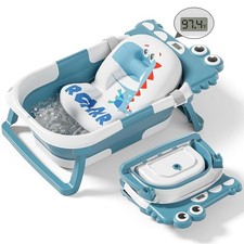 Collapsible Baby Bathtub for Newborn, Foldable Baby Bath Tub with Thermometer...