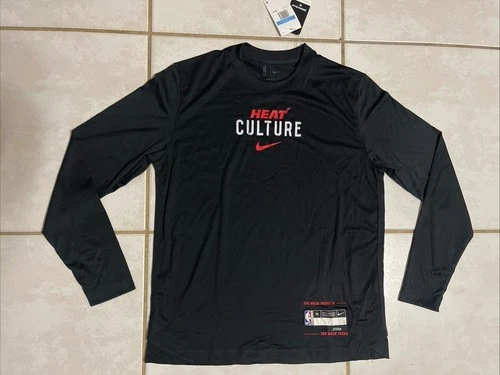 NIKE Miami Heat City Edition NBA Long Sleeve Shooting Shirt  Medium FB6761-010