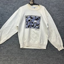 Vintage Jerzees SeaWorld Orca Whale Graphic Sweatshirt White USA Made - Small
