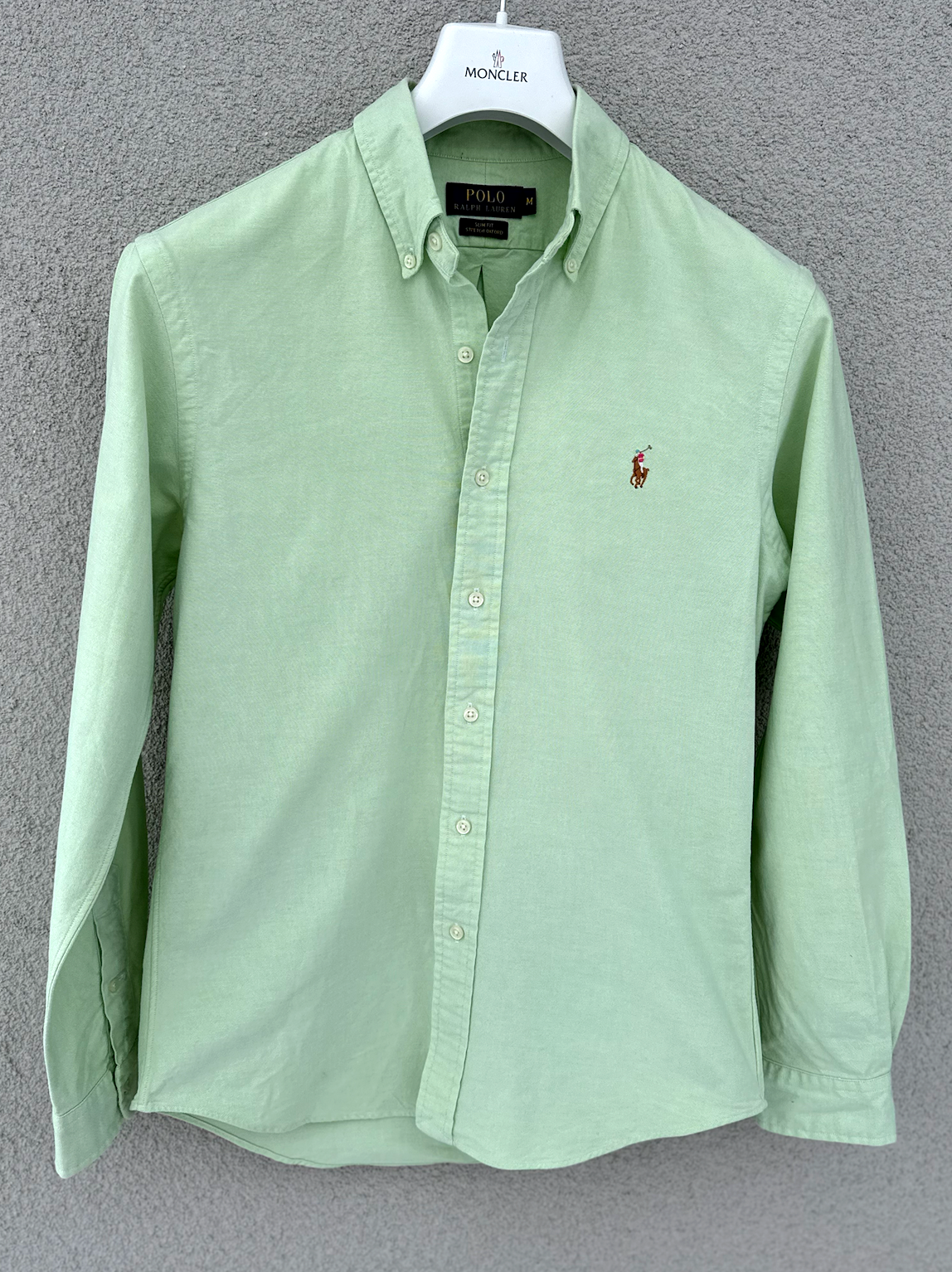 Ralph Lauren Oxford Shirt Mens MEDIUM Slim Fit Colored Pony Green Cotton TOP