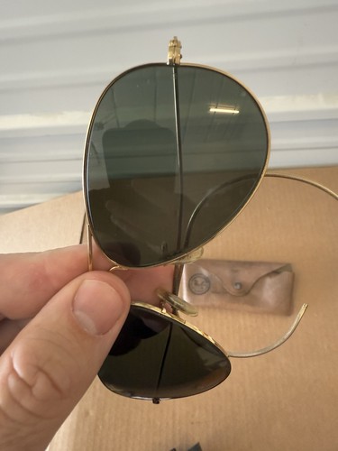 58/14MM VINTAGE B&L RAY BAN USA G15 CABLE WRAP-AROUNDS ARISTA AVIATOR SUNGLASSES - Picture 12 of 24