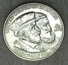 1924 Huguenot Half Dollar Frosty White AU/BU in saflip #AO7