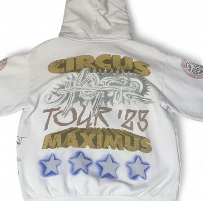 White Travis Scott Utopia 2023 Tour Circus Maxiumus Hoodie | Size Large