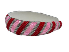 Handmade Cute Pink Red Beaded Headband Bold Playful Hair Accessory
