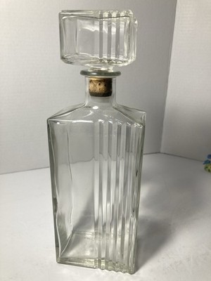 Liquor Decanter Mid Century Modern 1945-1970 Rectangular w/Streamline Grooves