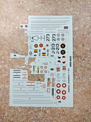 F-16A Fighting Falcon Decals Partial Sheet Model Kit Spare 1.72 scale